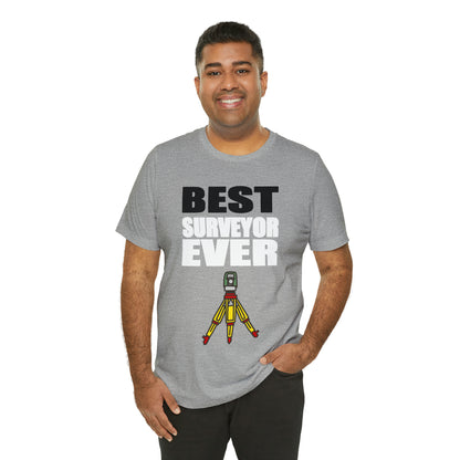 Best Surveyor Ever - Land Surveyor Shirt with Cartoon Total Station - Surveying Graphic Tee - Surveyor T Shirt - Unisex - Land Survey Present, Appreciation Surveying TShirt