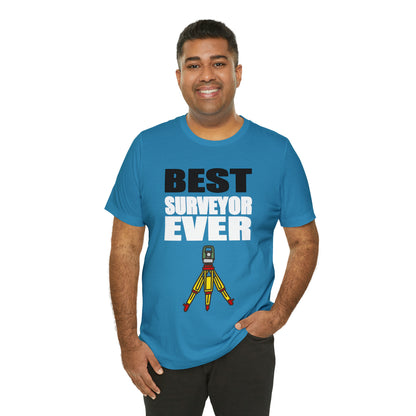 Best Surveyor Ever - Land Surveyor Shirt with Cartoon Total Station - Surveying Graphic Tee - Surveyor T Shirt - Unisex - Land Survey Present, Appreciation Surveying TShirt