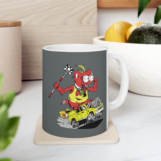 Rat Rod Art Style Coffee Mug for Land Surveyors | Unique Design | Shop Now