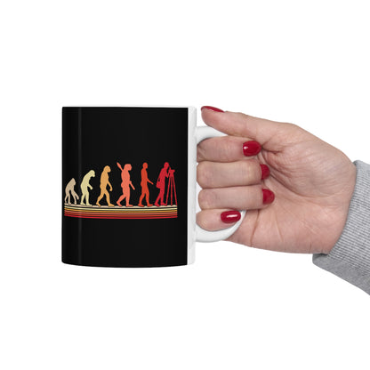 Evolution of Man Land Surveying Mug | White Ceramic | Shop Now