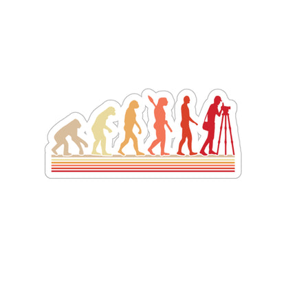 Evolutionary Land Surveyor Sticker | Monkey to Man Design | Shop Now