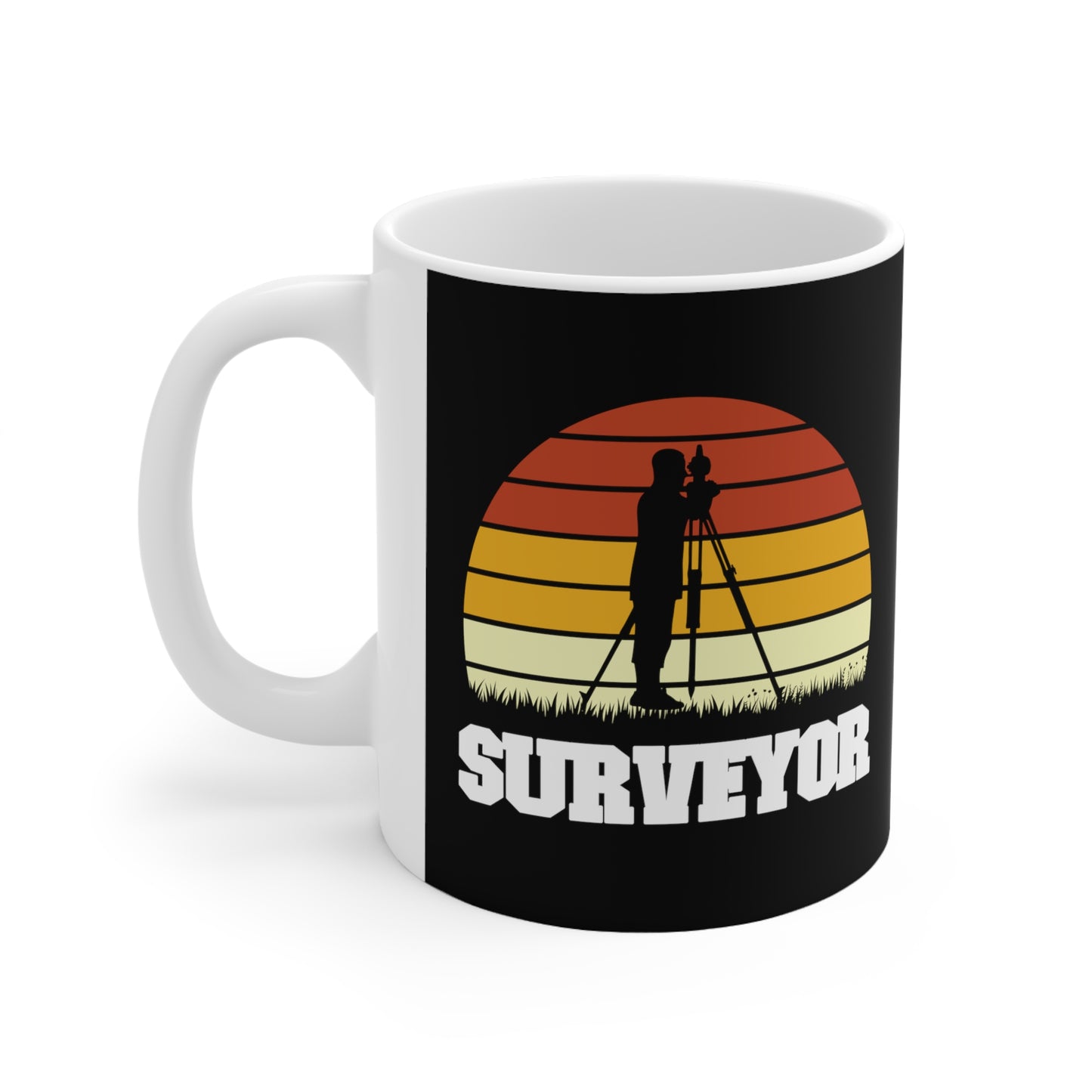 "Surveyor" Mug | Land Surveying Gift | Retro Sunset Design | Shop Now