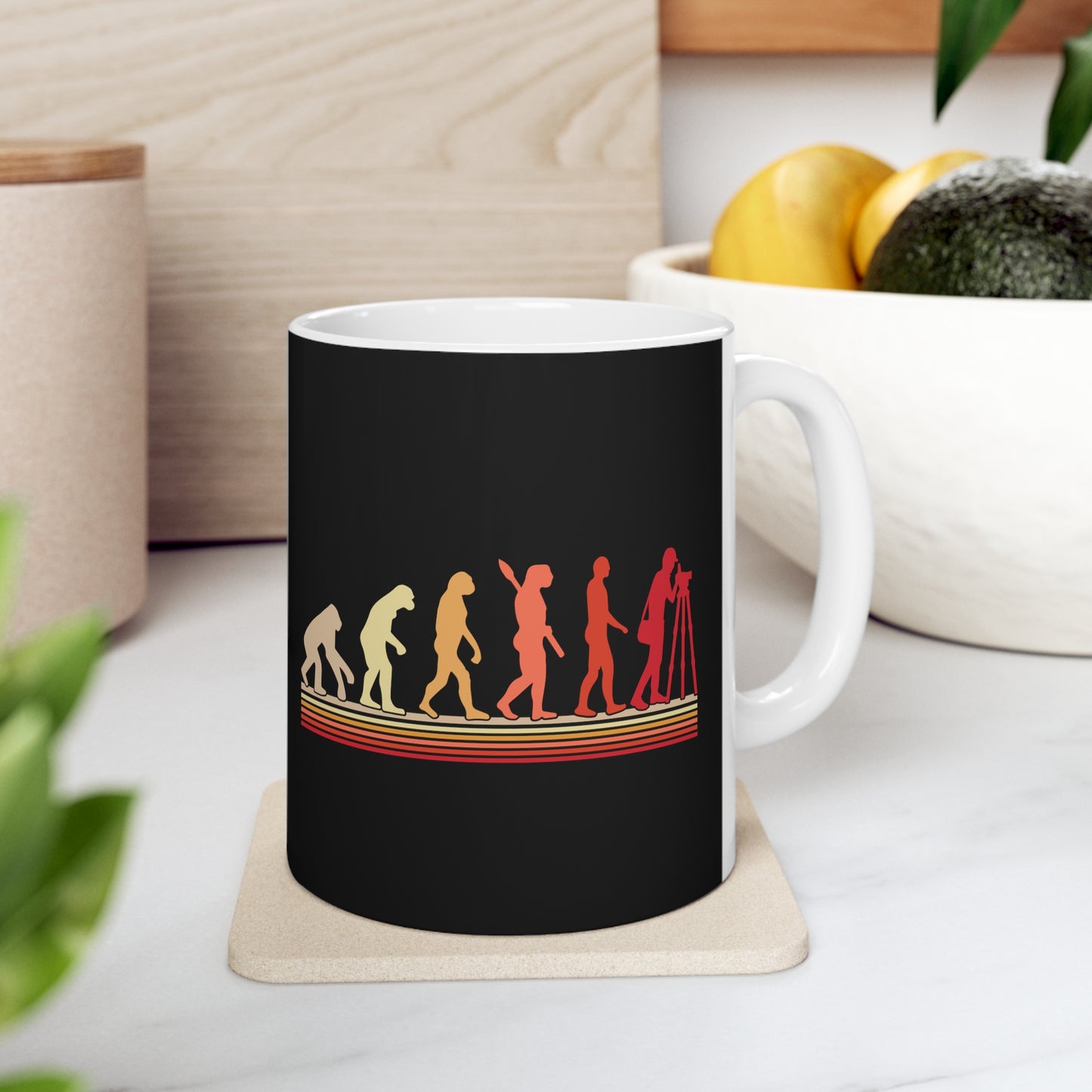 Evolution of Man Land Surveying Mug | White Ceramic | Shop Now