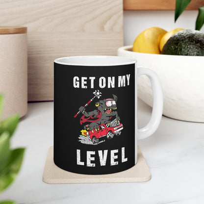 "Get on My Level" Mug | Rat Rod Art Style | Land Surveyor Gift | Shop Now