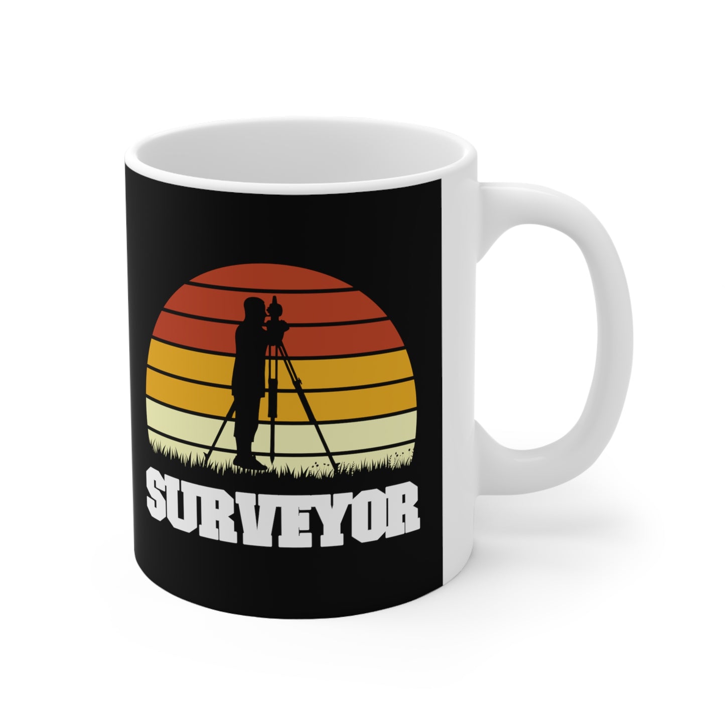 "Surveyor" Mug | Land Surveying Gift | Retro Sunset Design | Shop Now