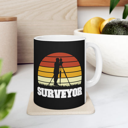 "Surveyor" Mug | Land Surveying Gift | Retro Sunset Design | Shop Now