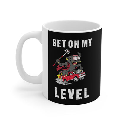 "Get on My Level" Mug | Rat Rod Art Style | Land Surveyor Gift | Shop Now