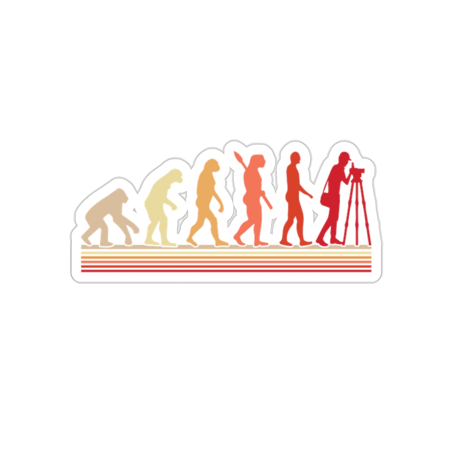 Evolutionary Land Surveyor Sticker | Monkey to Man Design | Shop Now